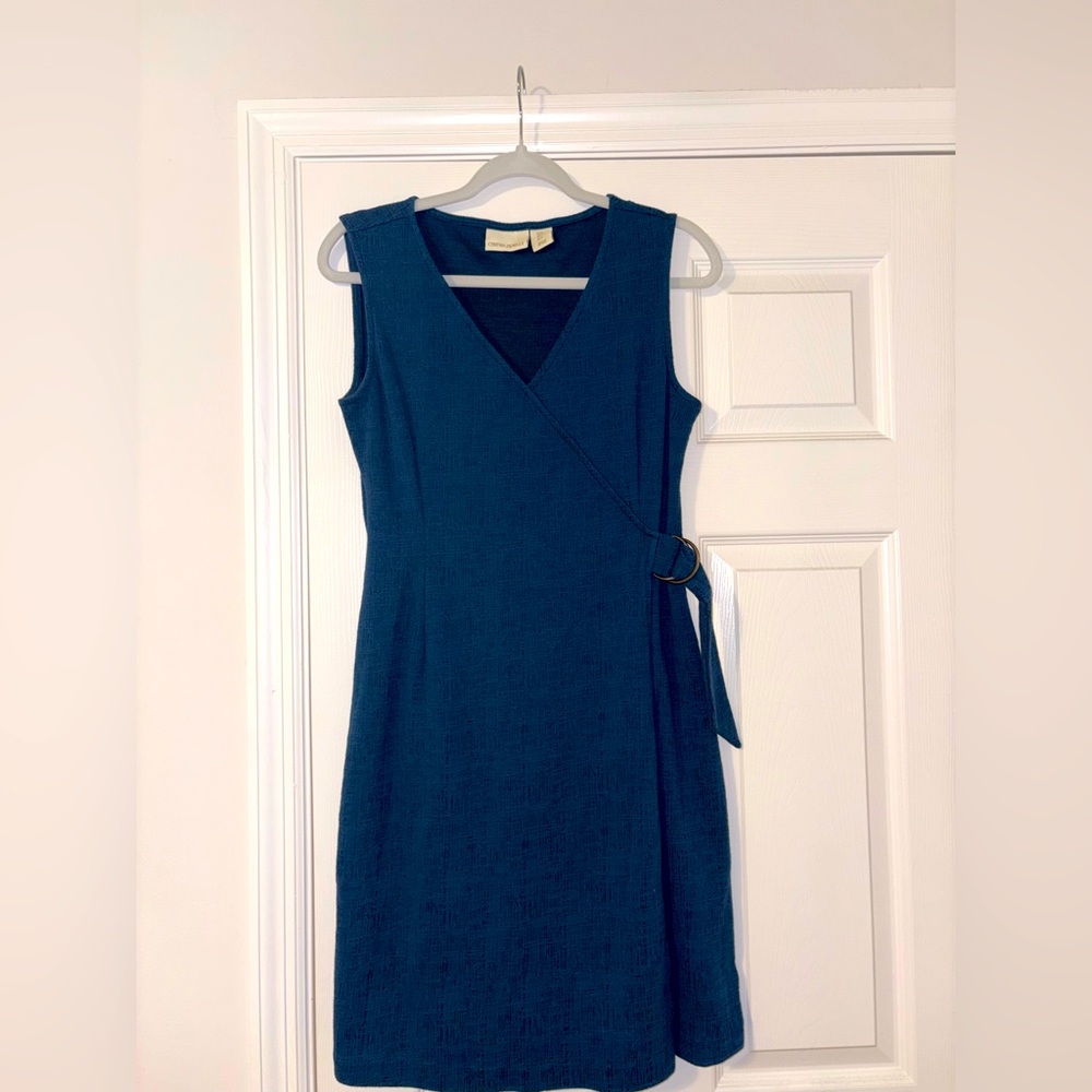Cynthia Rowley Faux Wrap Sleeveless V-Neck Buckle Dress